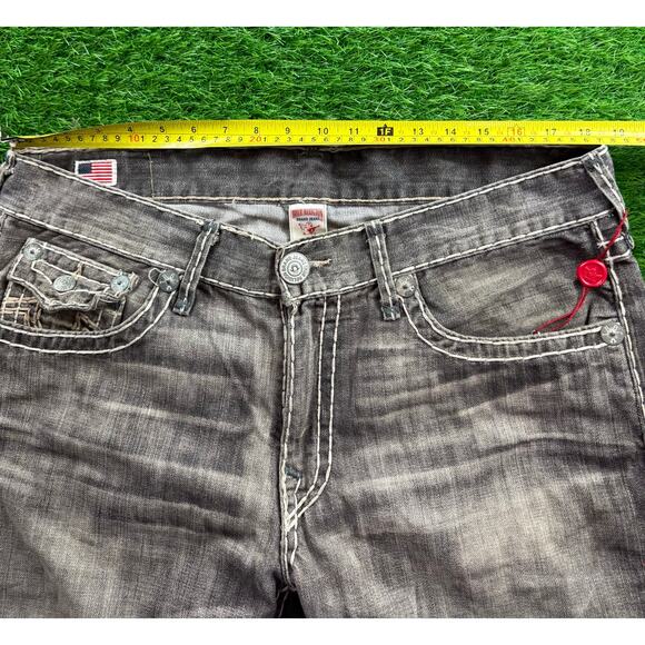 True Religion Ricky Super T Jeans 36 Gray Distressed Flap Pocket Made in USA - Picture 10 of 10
